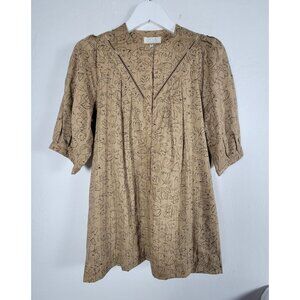 Liv Liv Produced Muse Women Beige Floral Puff Sleeve Tunic Top Large Lace Detail